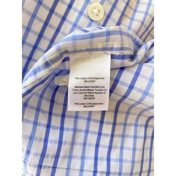 Vineyard Vines Men's Button Down Blue White Plaid Check Dress Shirt Classic Fit - Picture 5 of 6